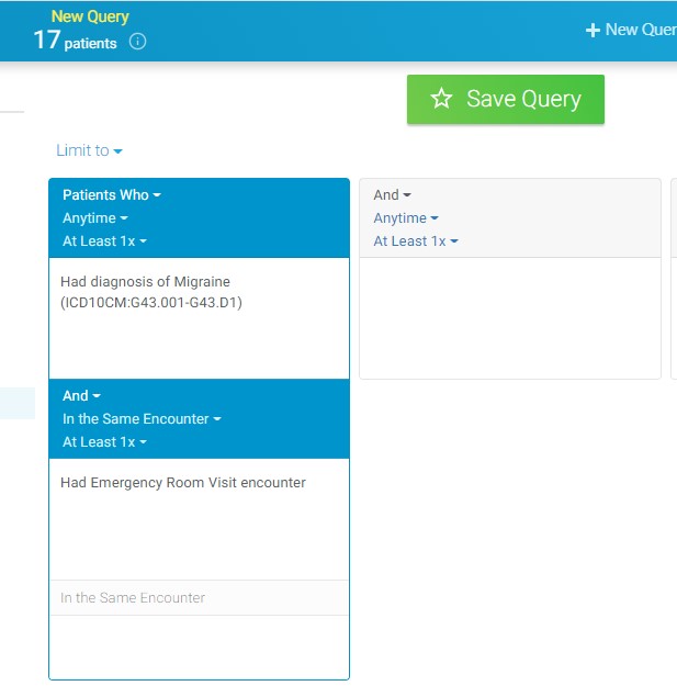 Figure 14: Query of Migraine and ER Visit in Same Encounter